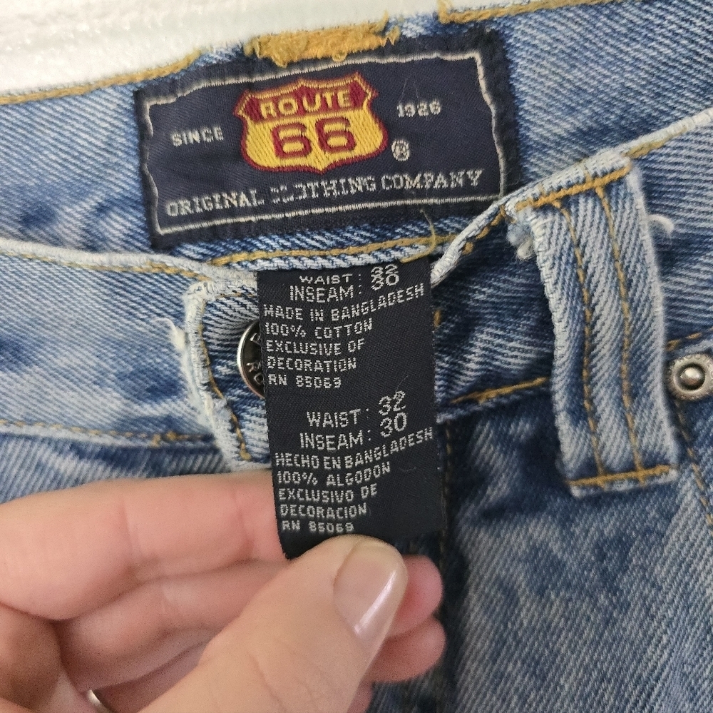 RARE Vintage 90s y2k Route 66 Carpenter Skater Streetwear Baggy Jeans Mens 32x30 - Picture 3 of 9